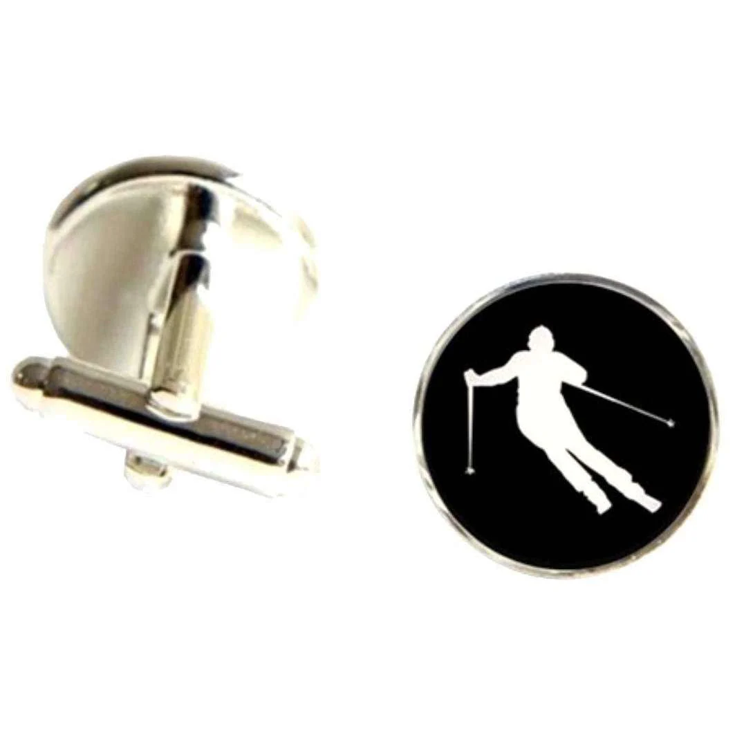 Bassin and Brown Skier Cufflinks - Black/White - Image 2