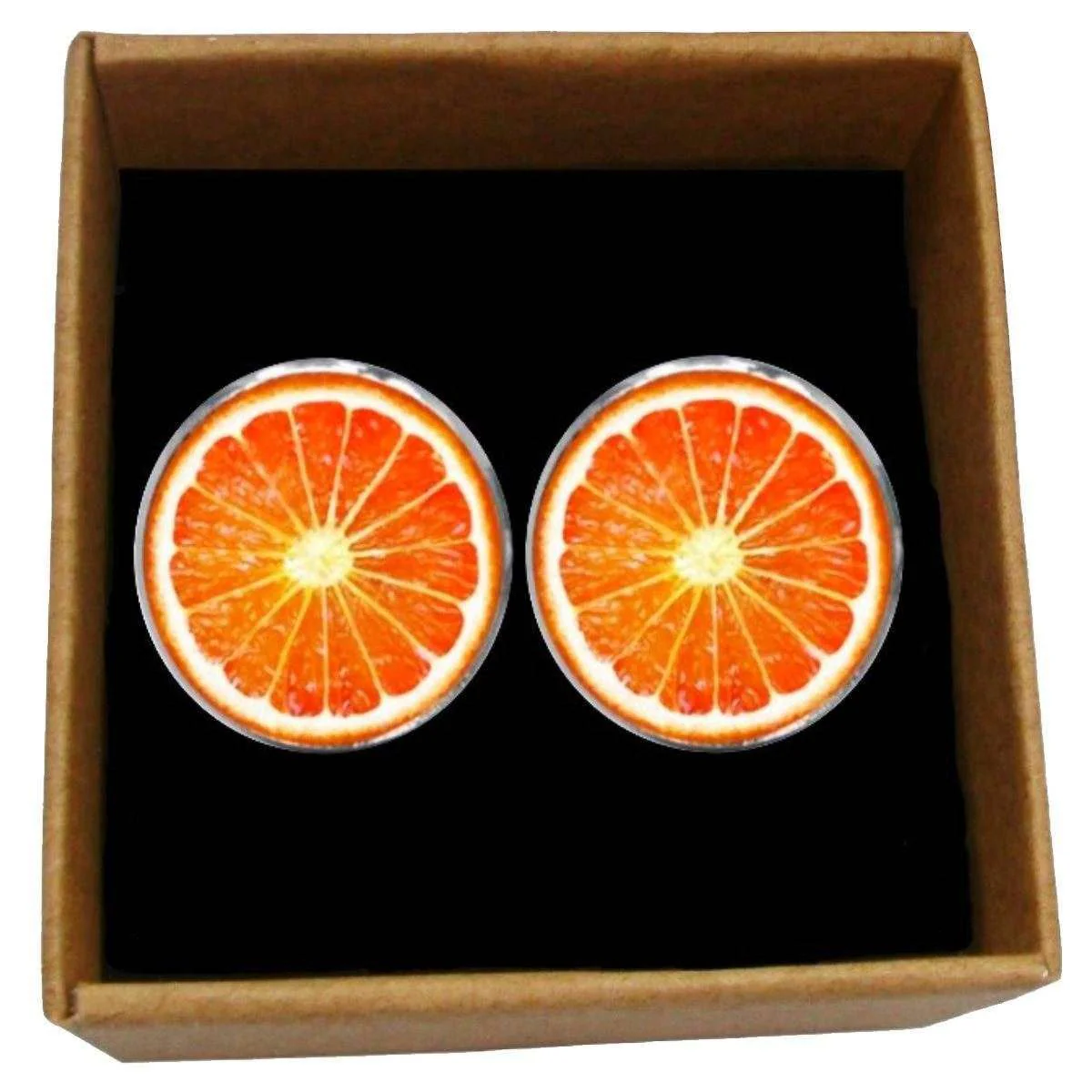 Bassin and Brown Sliced Orange Fruit Cufflinks - Orange - Image 4