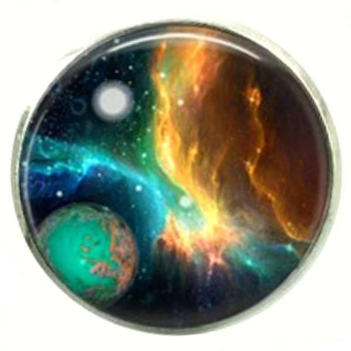 Bassin and Brown Space and Planet Cufflinks - Navy/Green/Yellow - Image 4