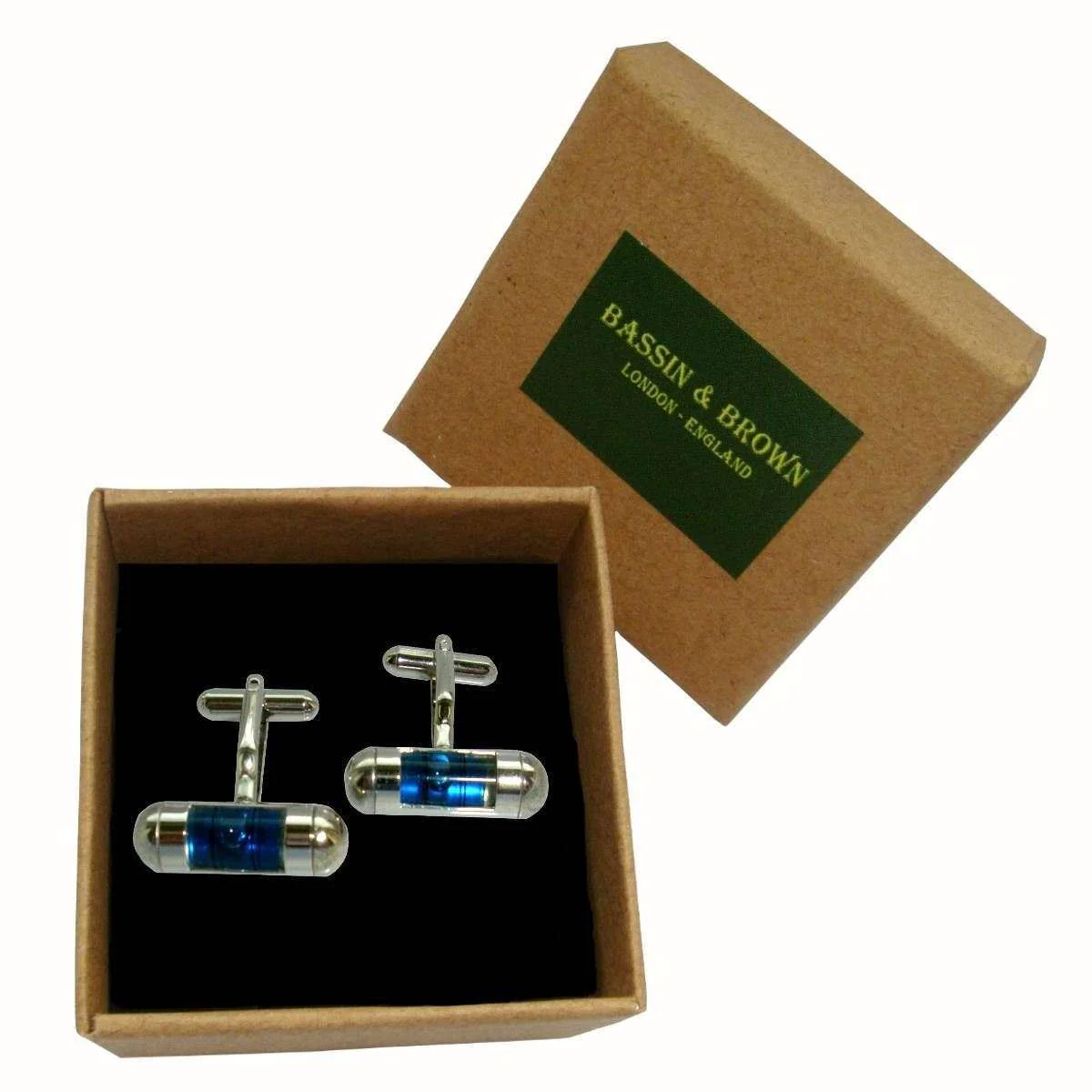 Bassin and Brown Spirit Level Cufflinks - Blue/Silver - Image 2