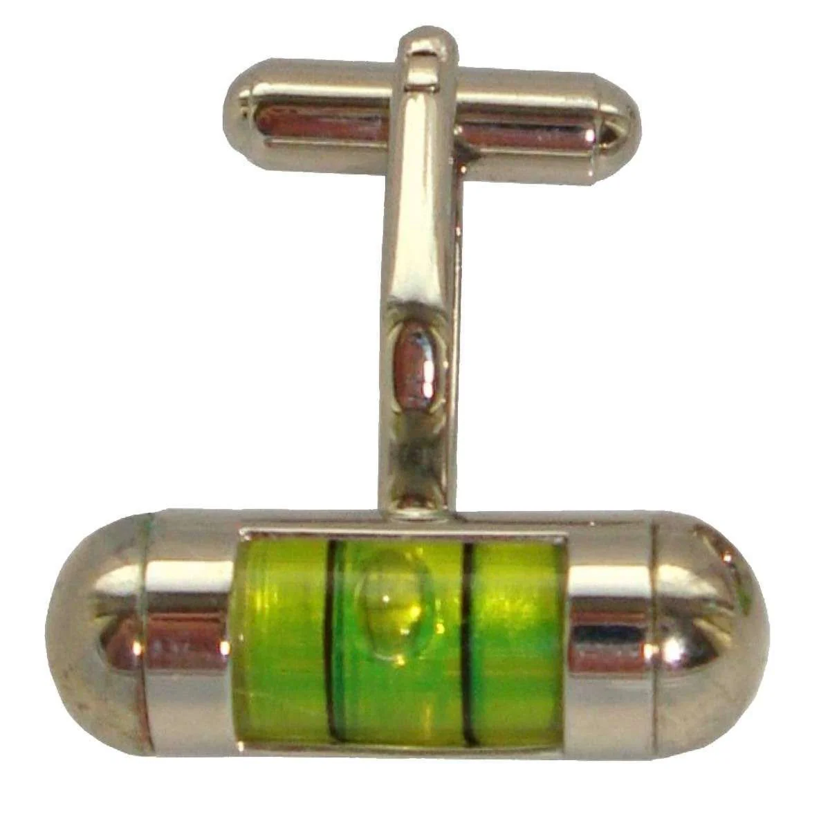 Bassin and Brown Spirit Level Cufflinks - Green/Silver - Image 2
