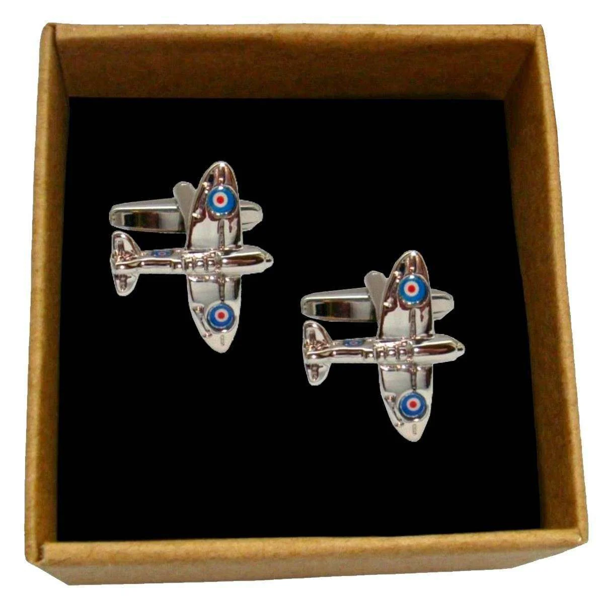 Bassin and Brown Spitfire Plane Cufflinks - Silver - Image 4
