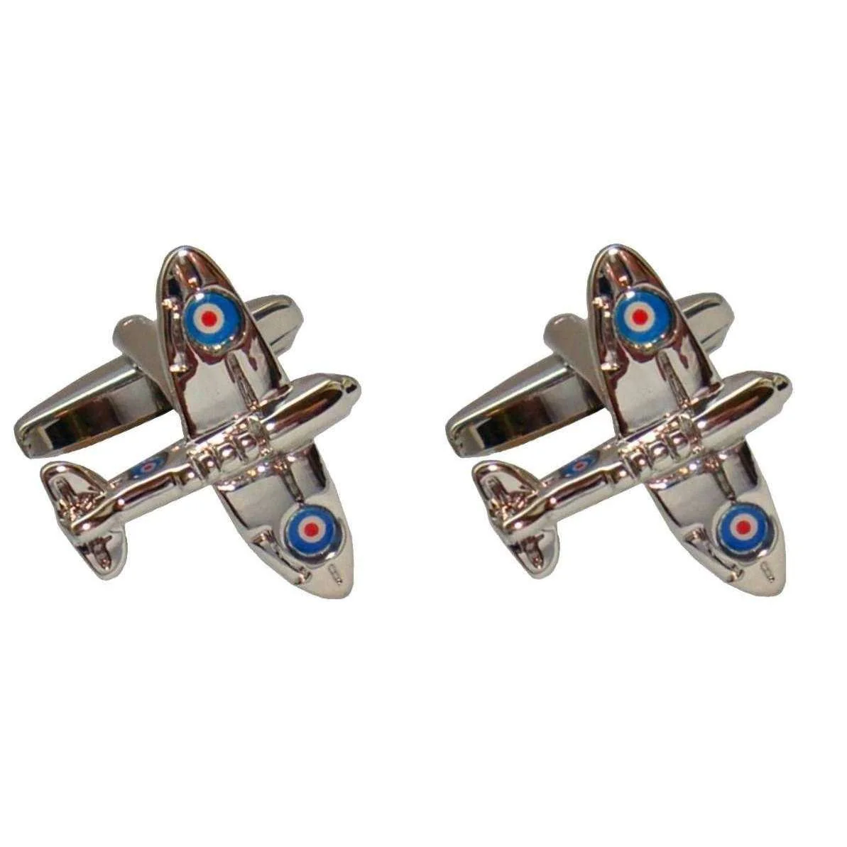 Bassin and Brown Spitfire Plane Cufflinks - Silver - Image 6