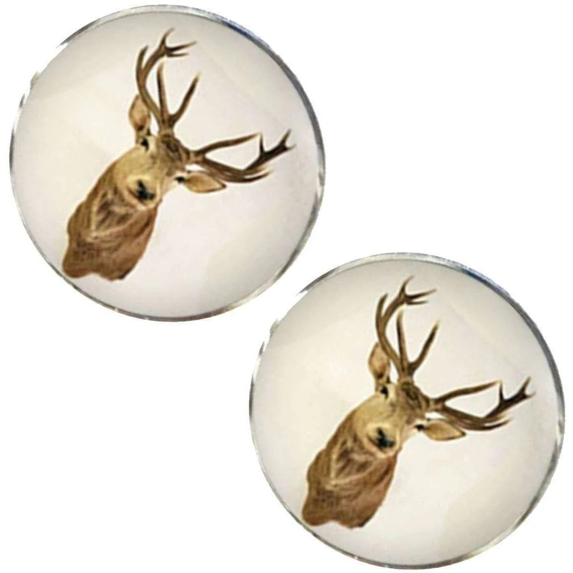 Bassin and Brown Stags Head Cufflinks - Brown/White - Image 2