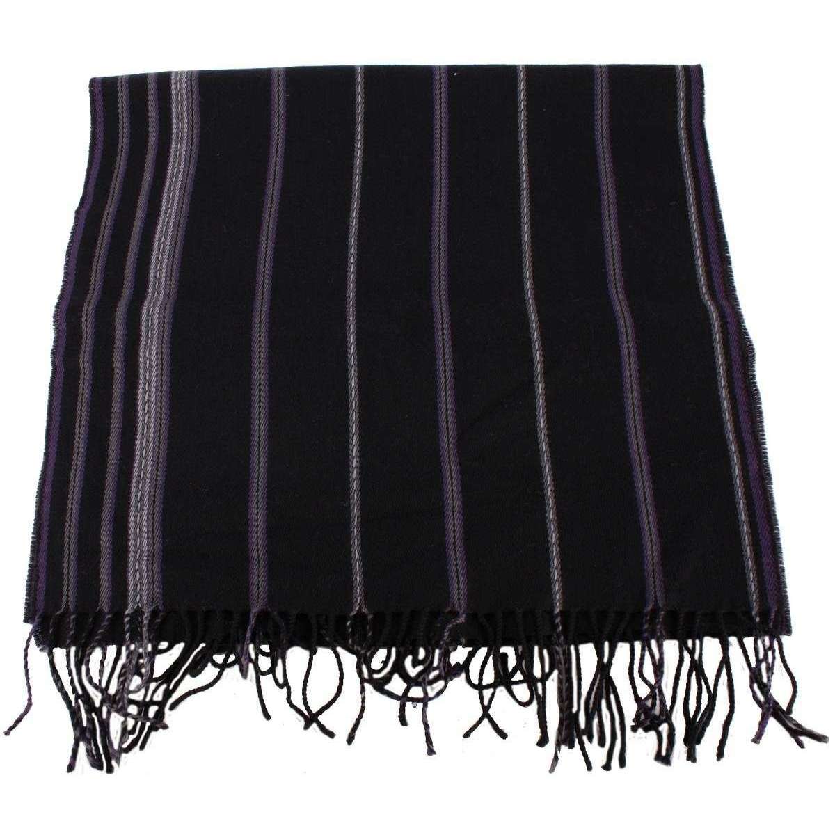 Bassin and Brown Stanley Striped Wool Scarf  - Black/Grey/Purple - Image 3