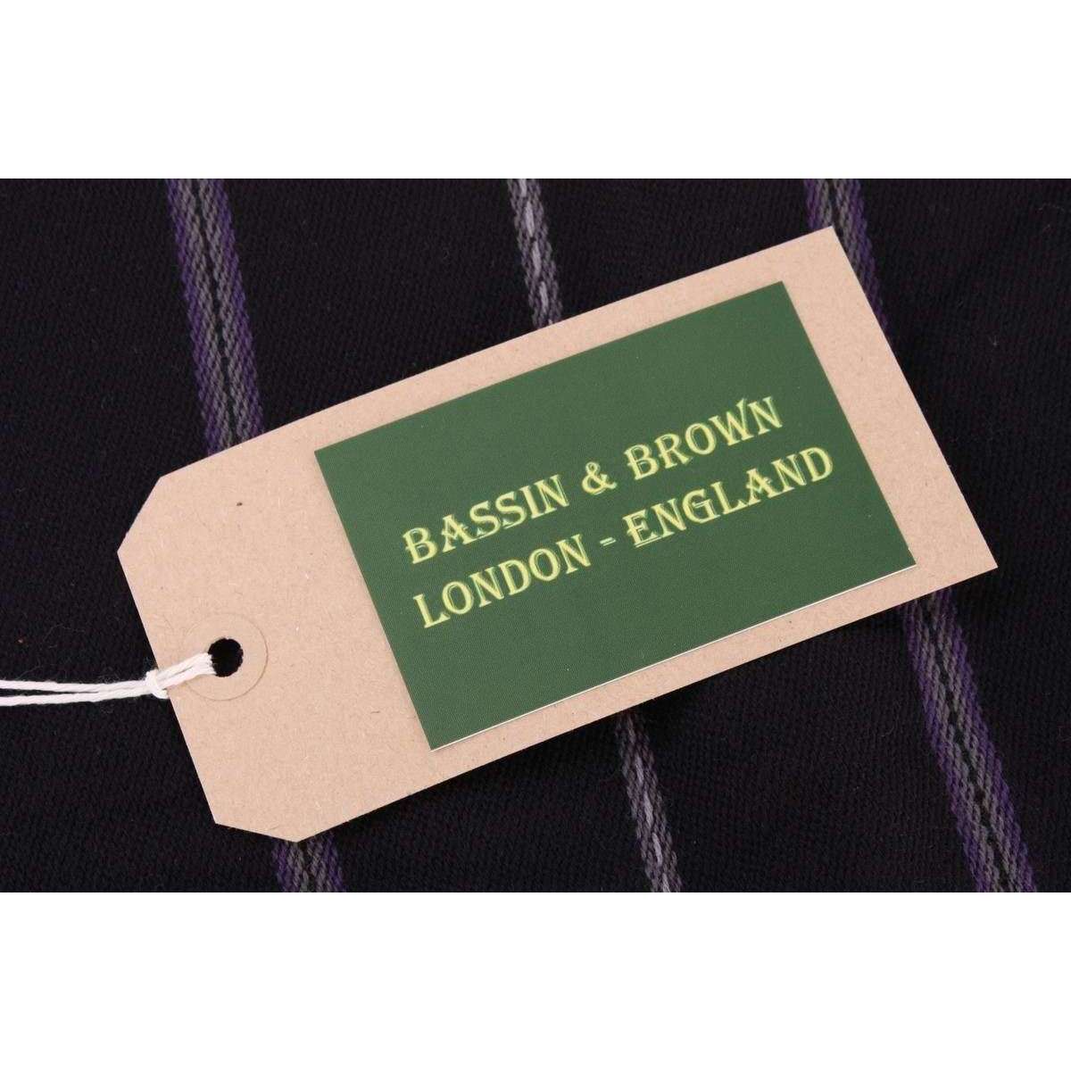 Bassin and Brown Stanley Striped Wool Scarf  - Black/Grey/Purple - Image 5