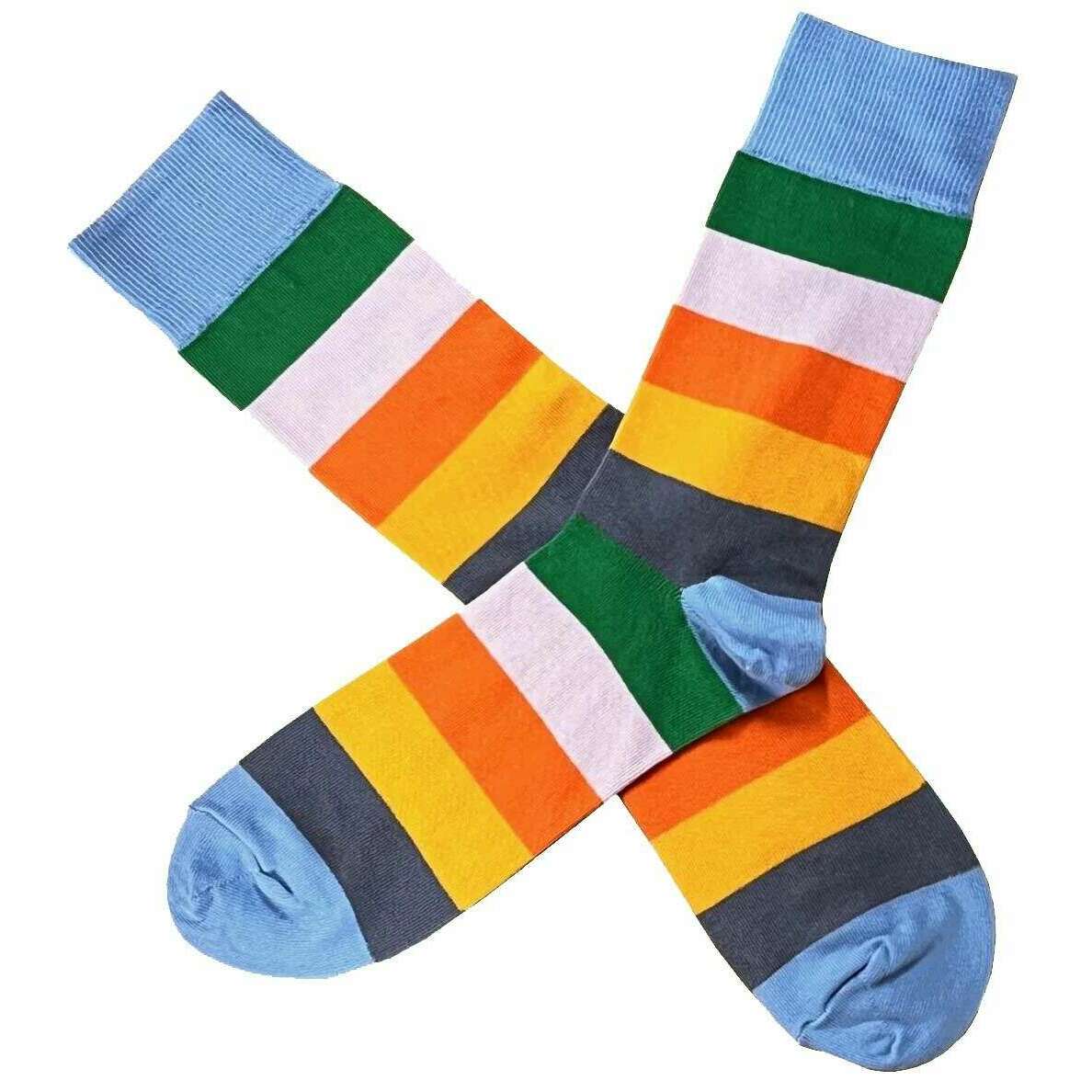 Bassin and Brown Stripe Socks - Blue/Green/Pink - Image 2