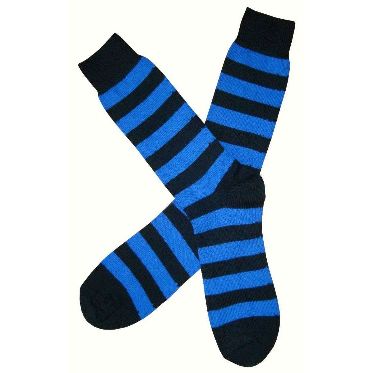 Bassin and Brown Striped Midcalf Socks - Black/Blue - Image 2