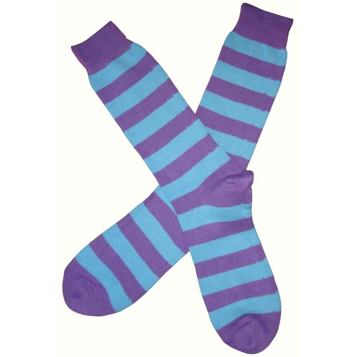Bassin and Brown Striped Midcalf Socks - Purple/Blue - Image 2