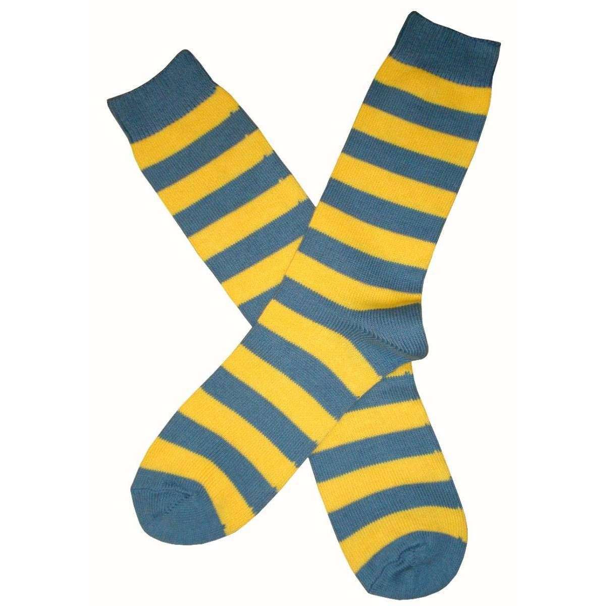 Bassin and Brown Striped Midcalf Socks - Yellow/Grey - Image 2