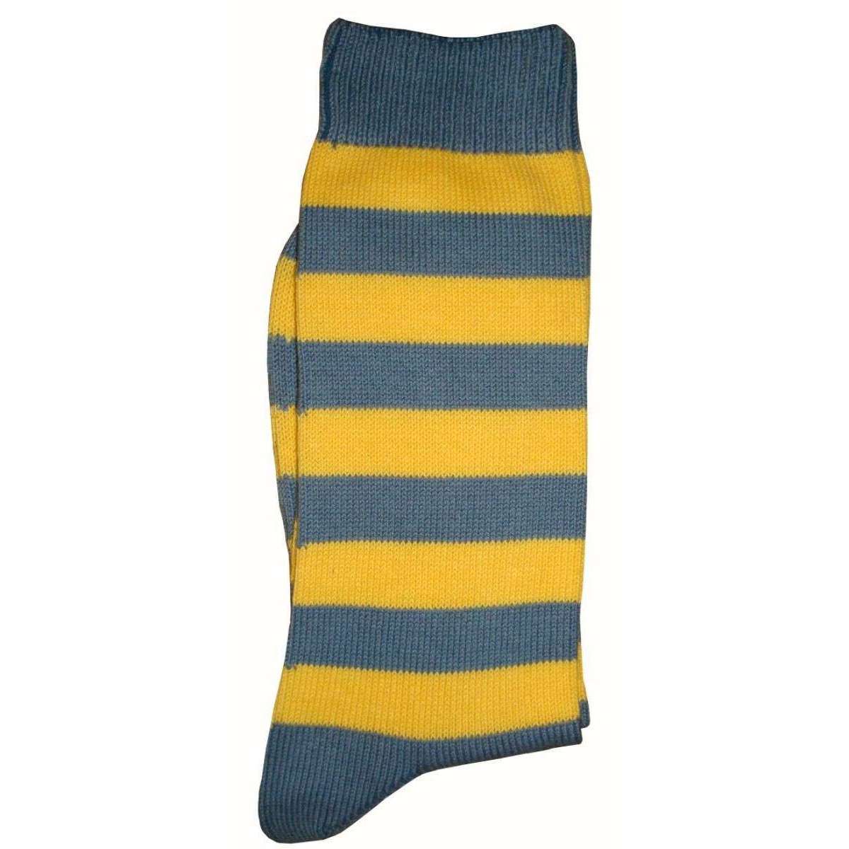 Bassin and Brown Striped Midcalf Socks - Yellow/Grey - Image 3