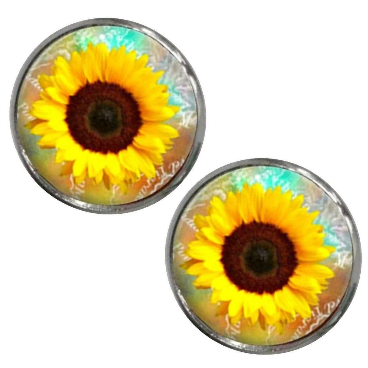 Bassin and Brown Sunflower Cufflinks - Yellow/Brown - Image 3