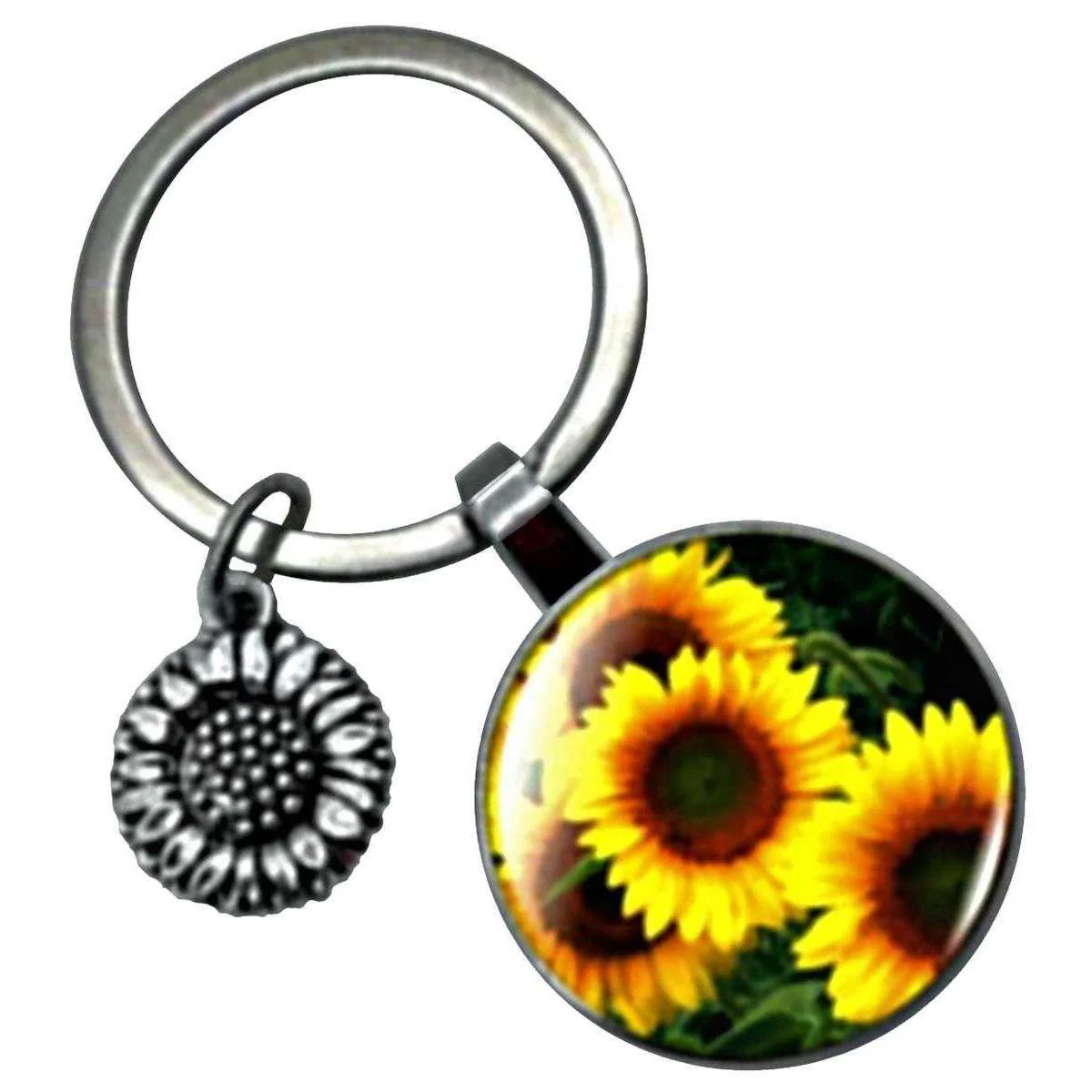 Bassin and Brown Sunflower Key Ring - Yellow/Brown - Image 2