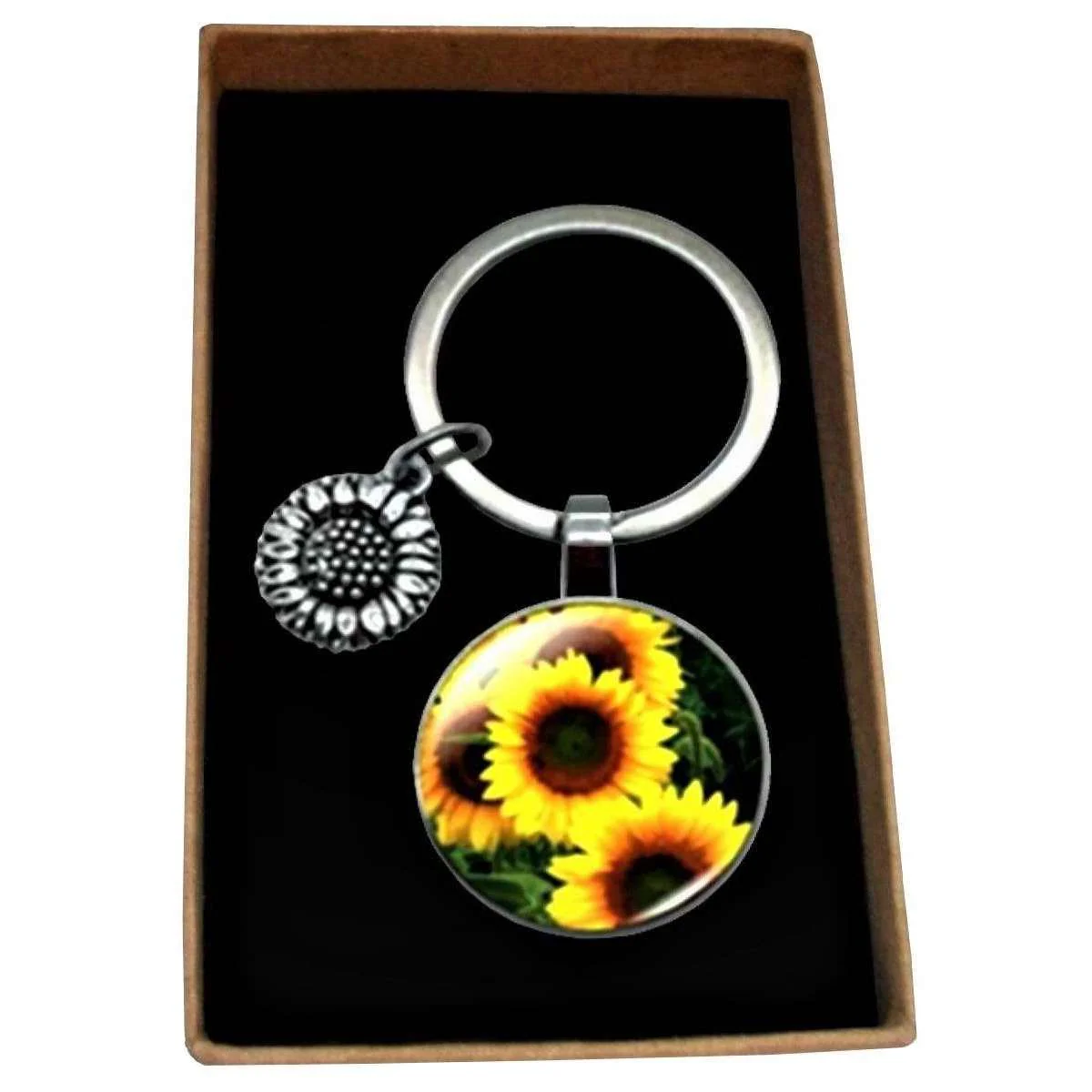 Bassin and Brown Sunflower Key Ring - Yellow/Brown - Image 4