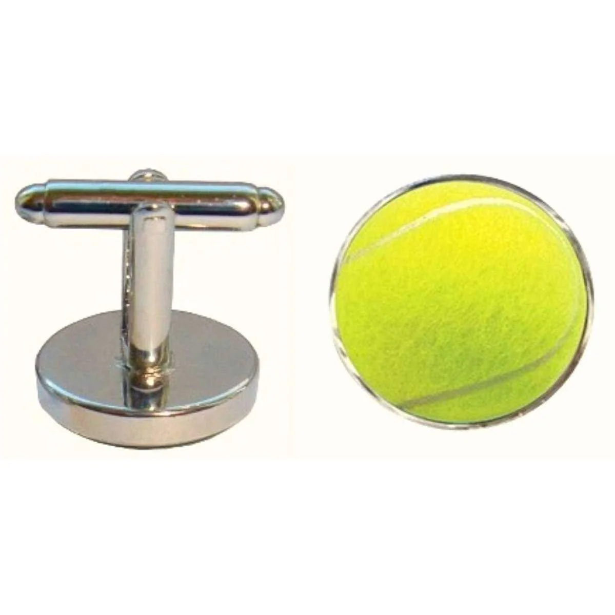 Bassin and Brown Tennis Ball Cufflinks - Yellow - Image 3