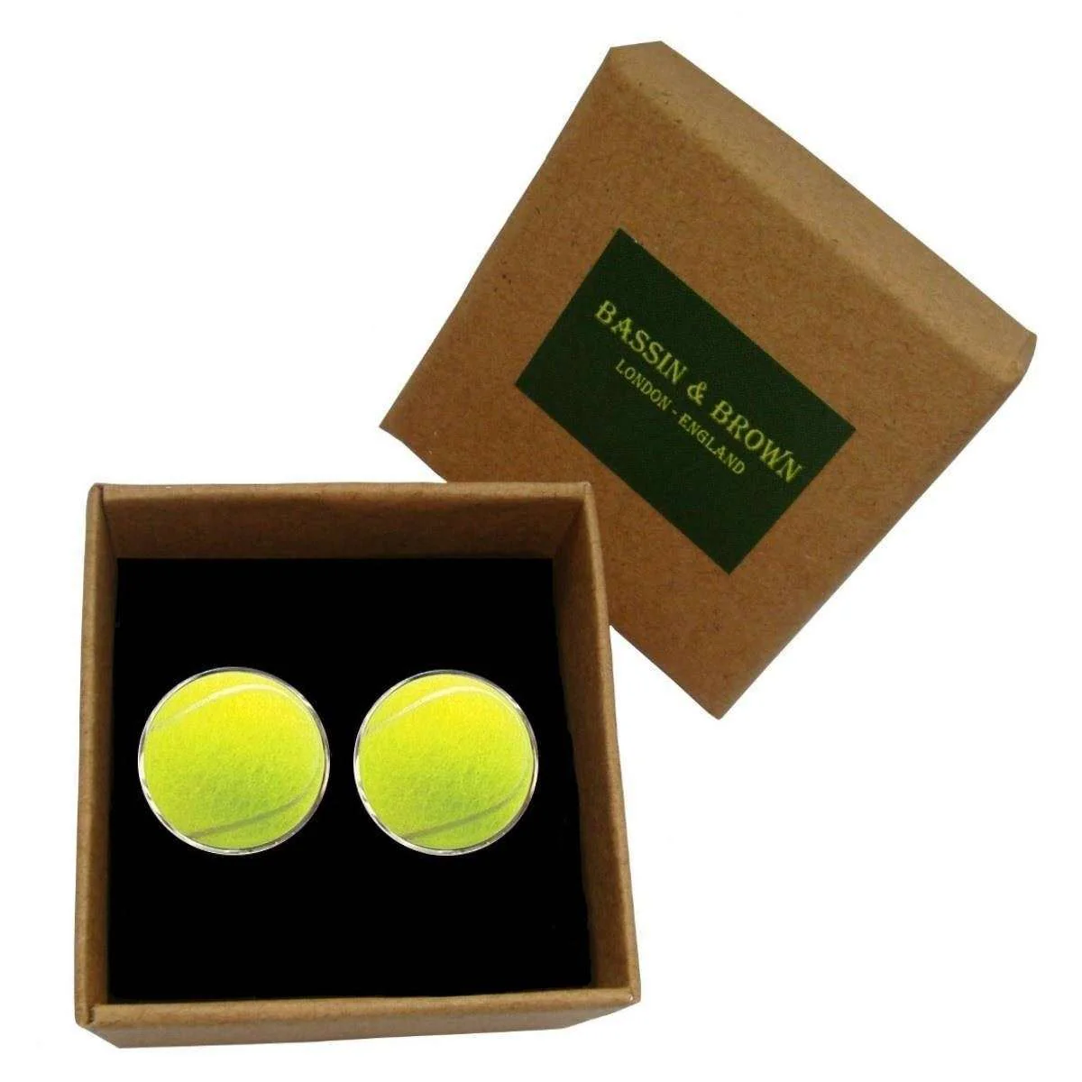 Bassin and Brown Tennis Ball Cufflinks - Yellow - Image 4