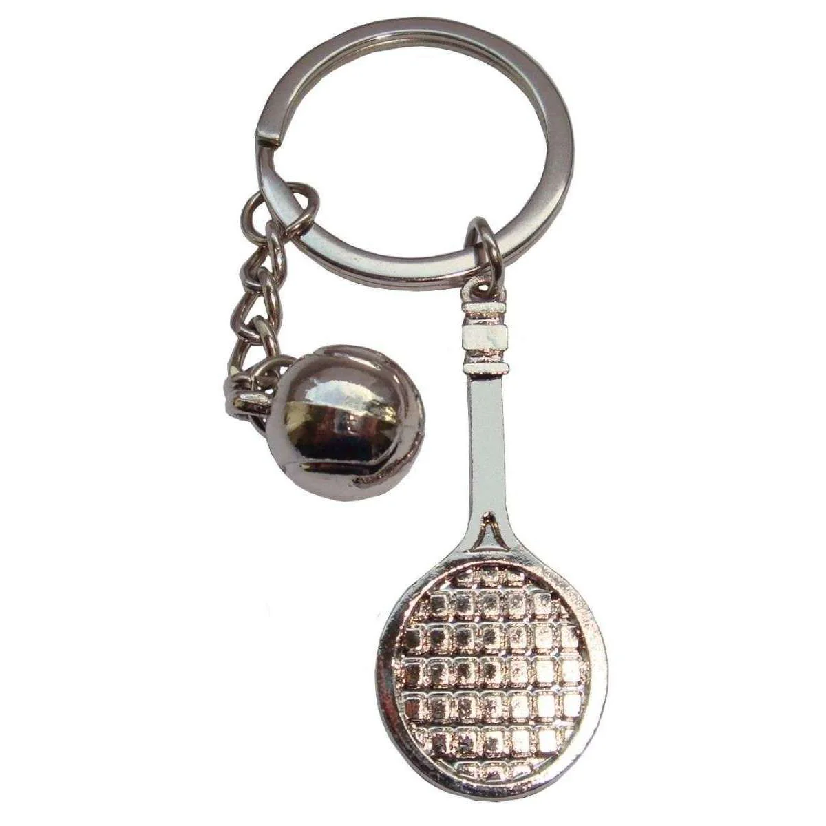 Bassin and Brown Tennis Racquet and Ball Key Ring - Silver - Image 2