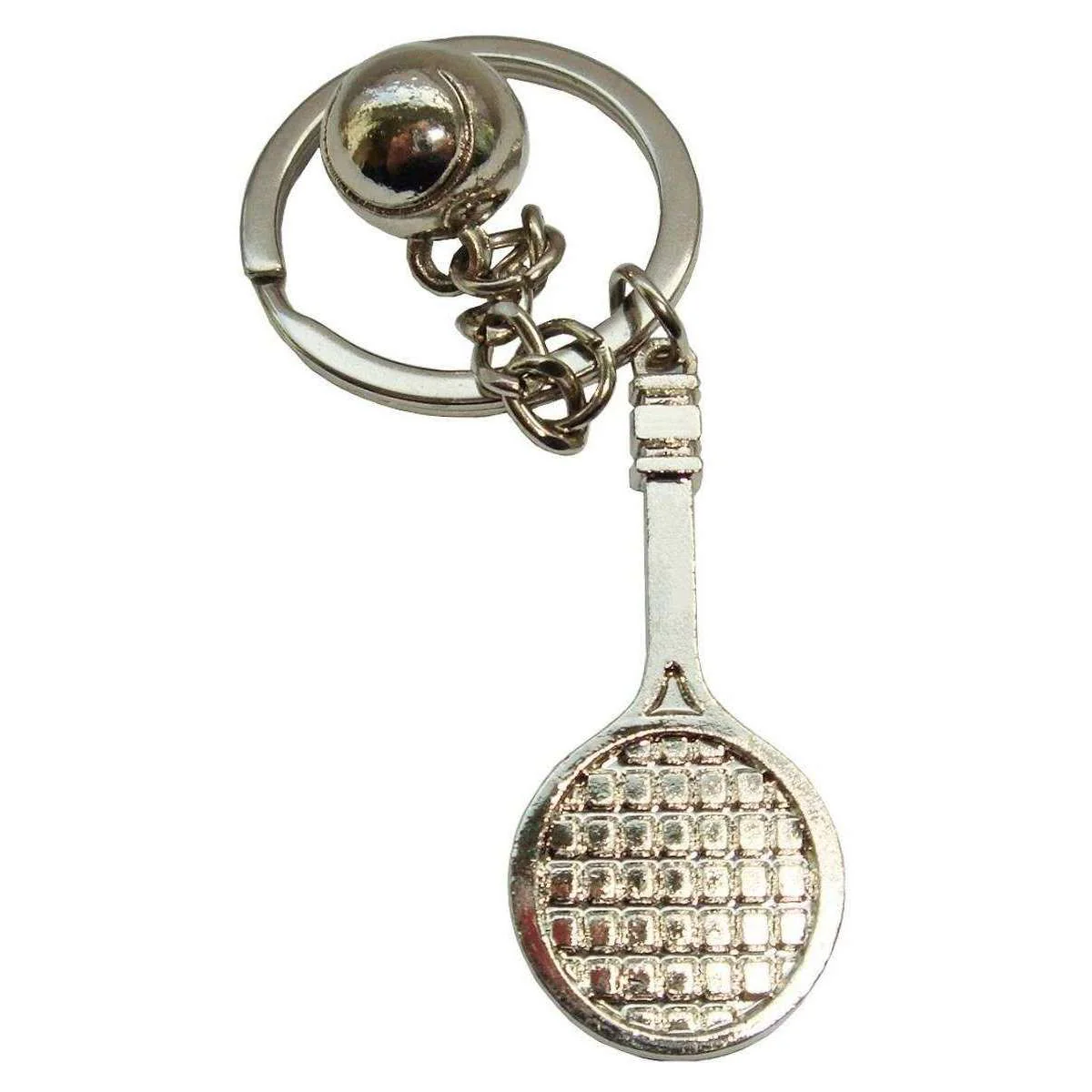 Bassin and Brown Tennis Racquet and Ball Key Ring - Silver - Image 3