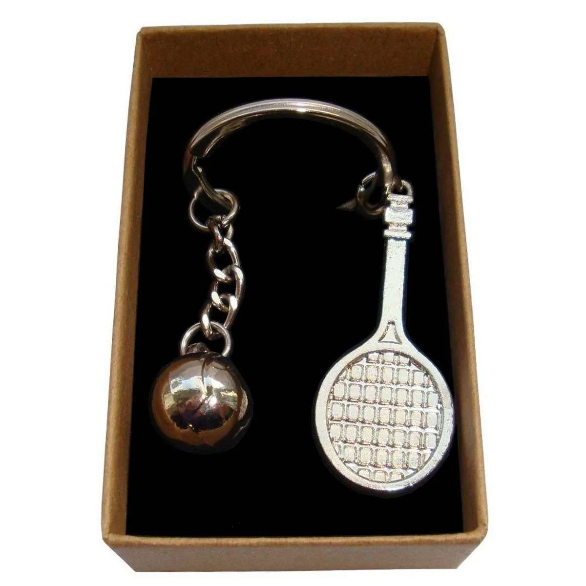 Bassin and Brown Tennis Racquet and Ball Key Ring - Silver - Image 4