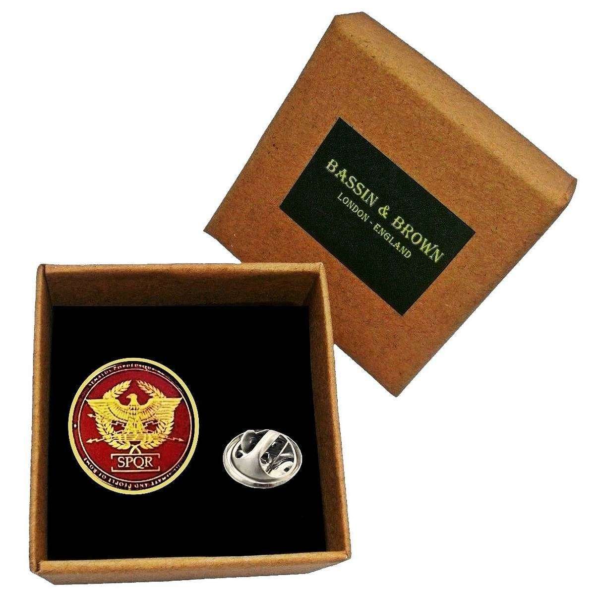 Bassin and Brown The Senate and People of Rome Lapel Pin - Wine/Gold - Image 4
