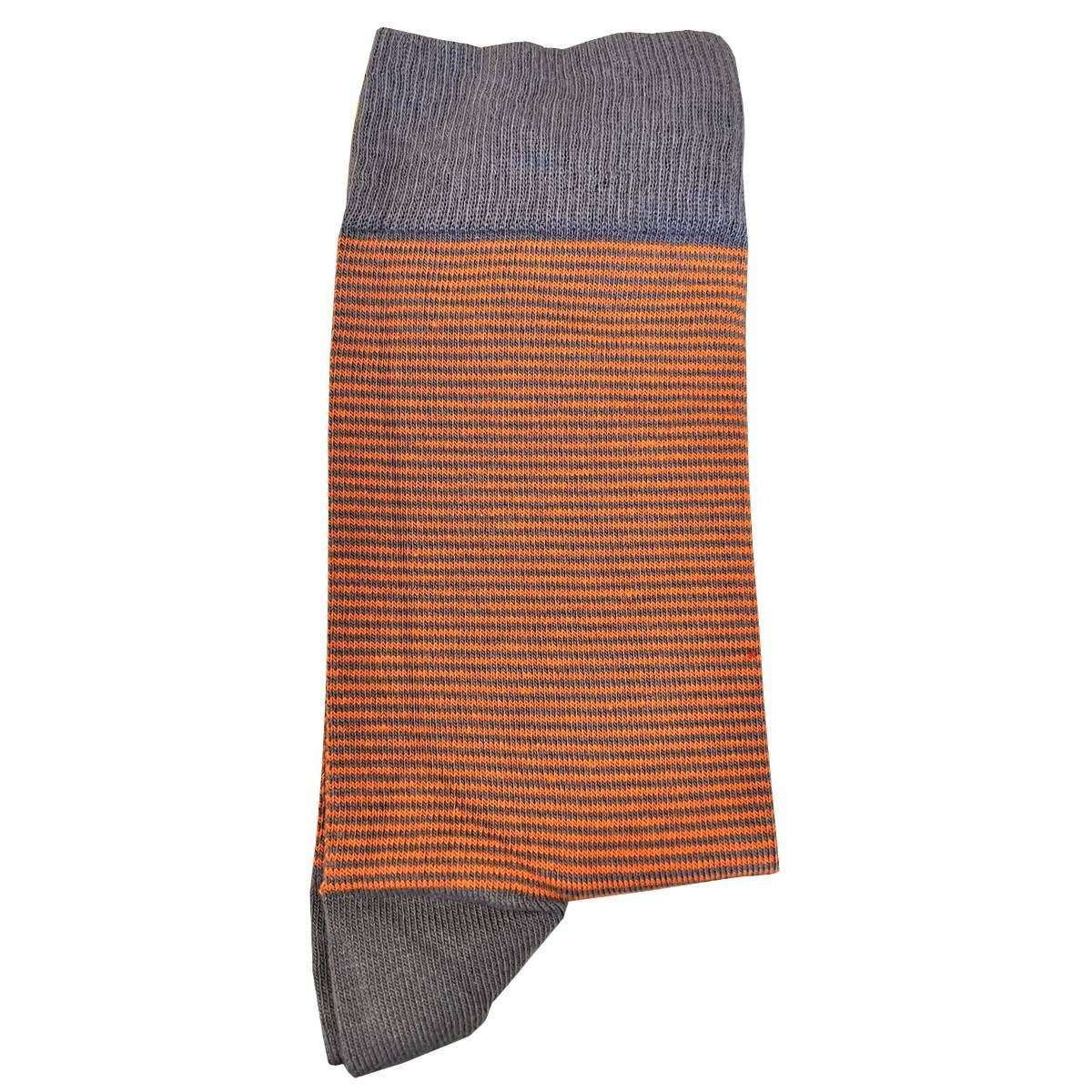 Bassin and Brown Thin Stripe Socks - Grey/Orange - Image 4