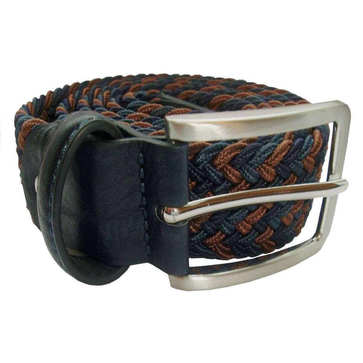 Bassin and Brown Three Colour Stripe Woven Belt - Brown/Navy/Teal - Image 2