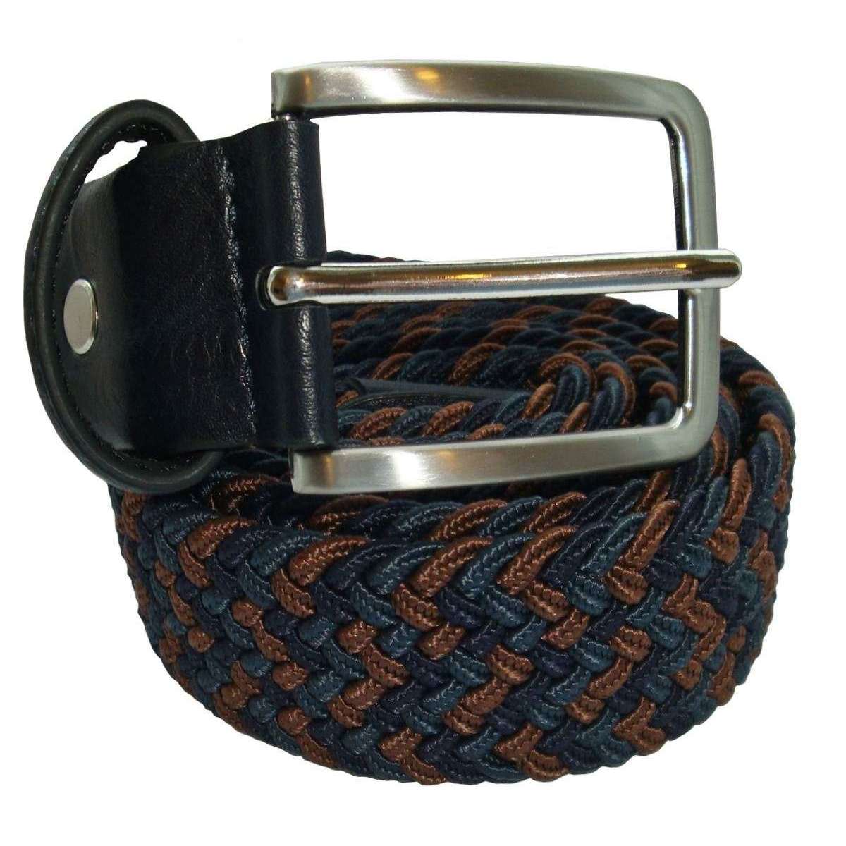 Bassin and Brown Three Colour Stripe Woven Belt - Brown/Navy/Teal - Image 3