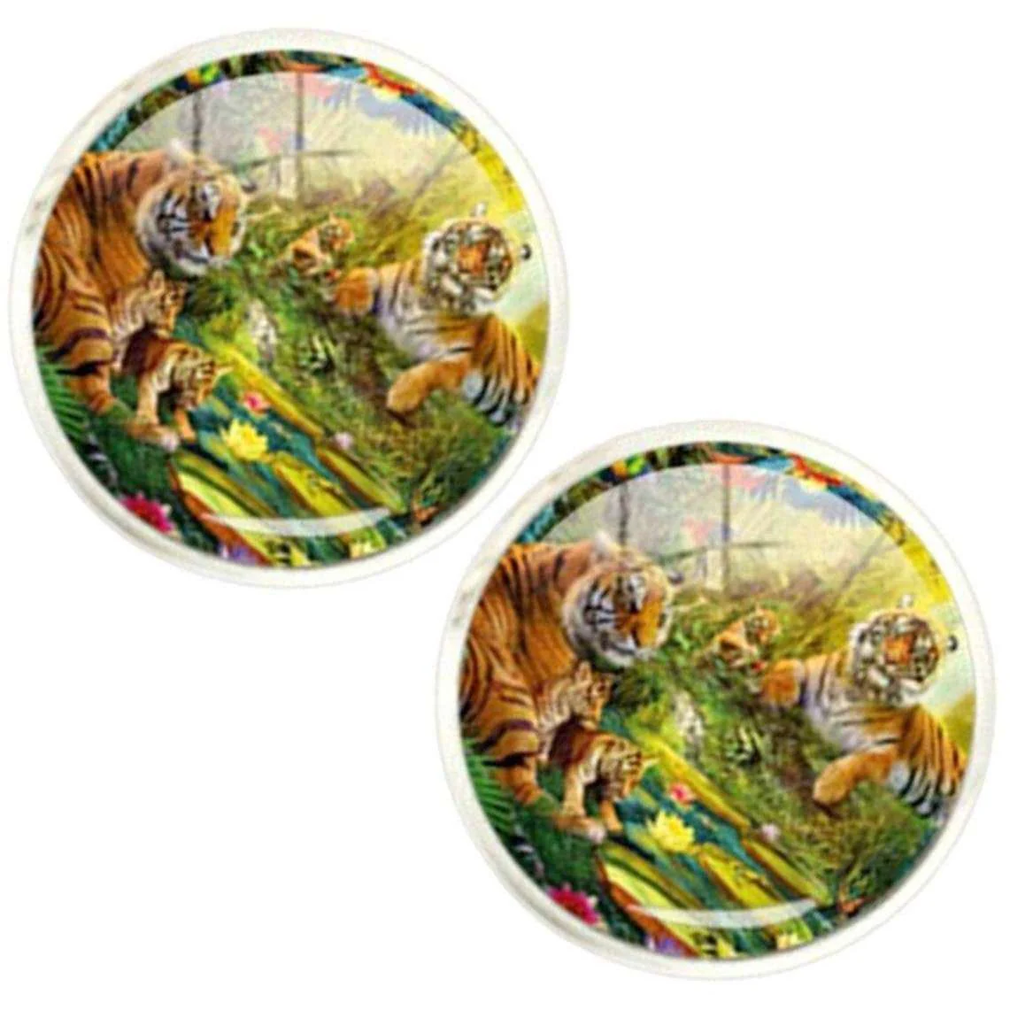 Bassin and Brown Tiger Cufflinks - Orange/Green - Image 2