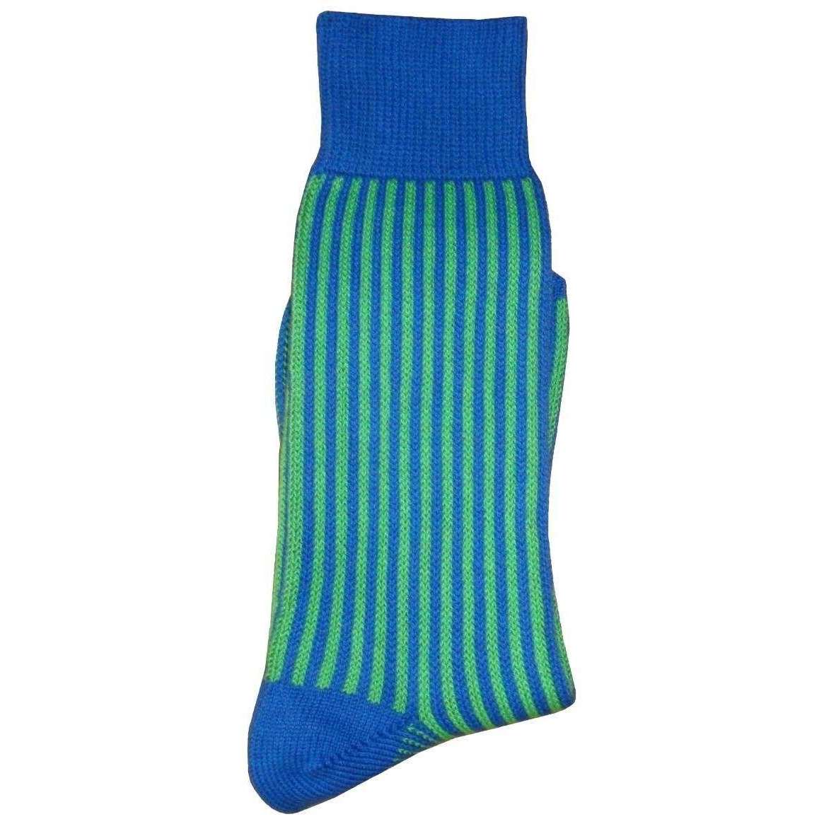 Bassin and Brown Vertical Stripe Socks - Blue/Green - Image 4