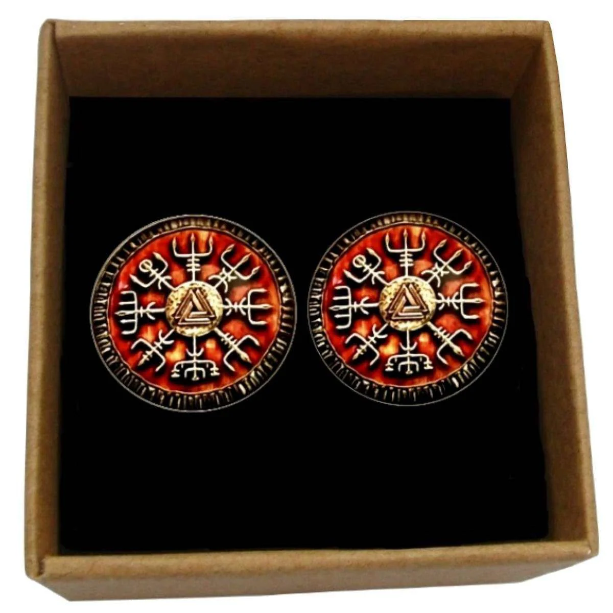 Bassin and Brown Viking Symbol Cufflinks - Burnt Orange/Antique Silver - Image 4