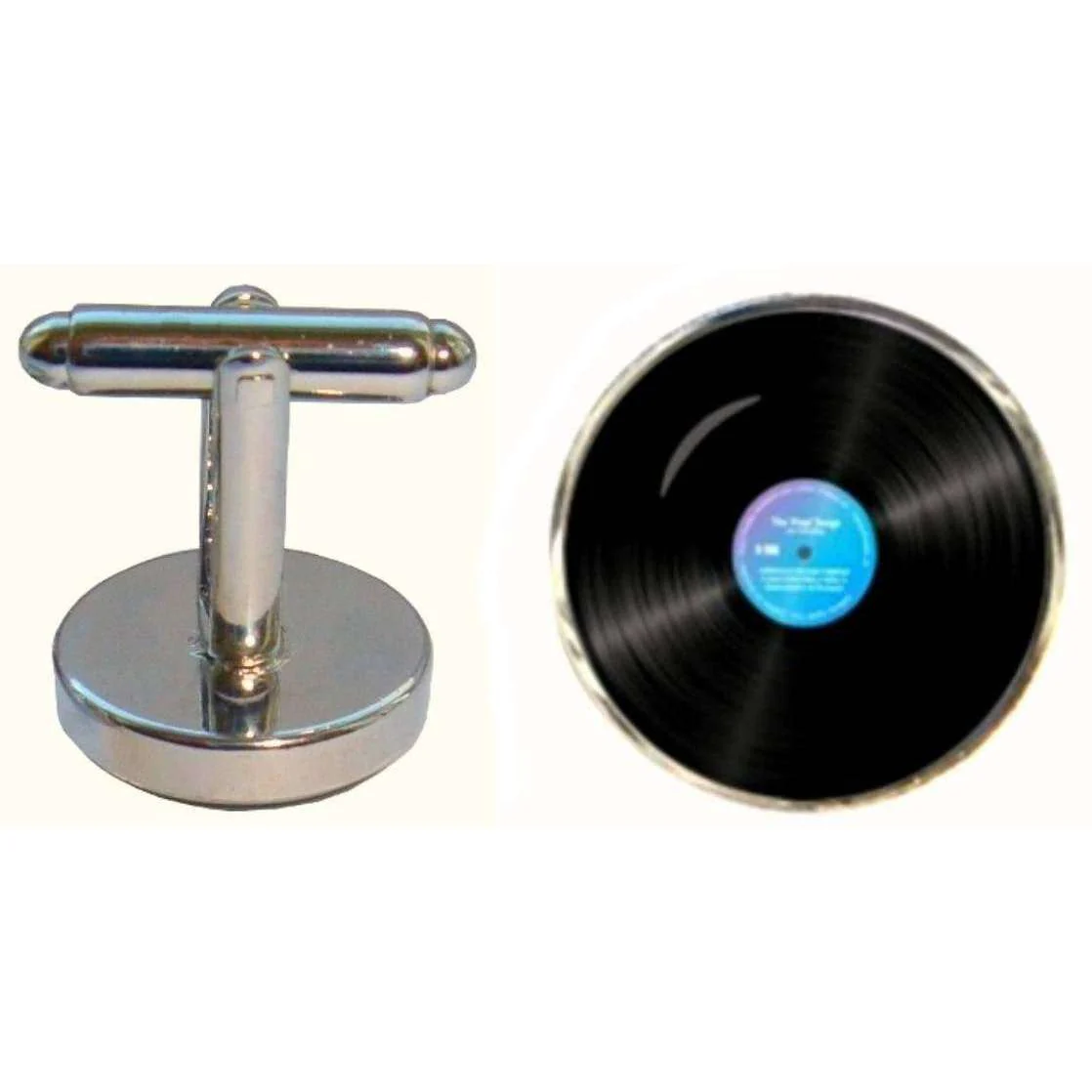 Bassin and Brown Vinyl Disc Cufflinks - Black - Image 4