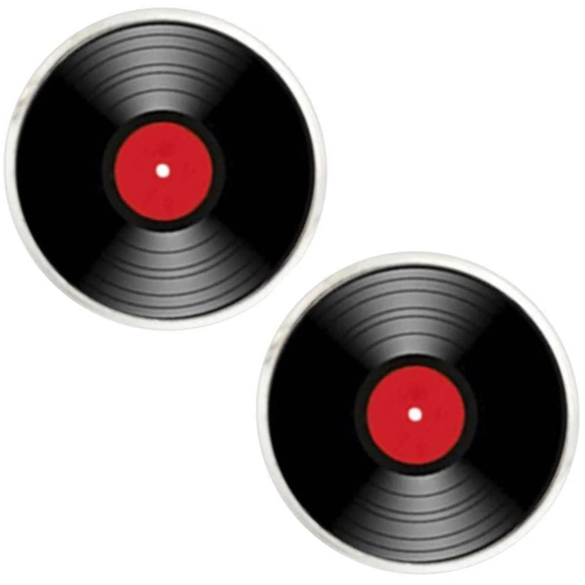 Bassin and Brown Vinyl Disc Cufflinks - Red/Black - Image 2