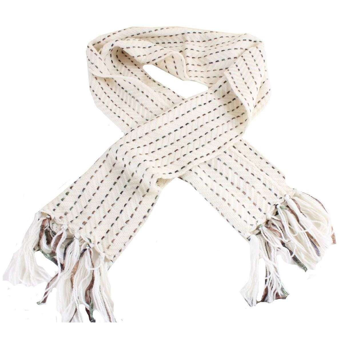 Bassin and Brown West Broken Striped Wool Scarf - Beige/Brown - Image 2