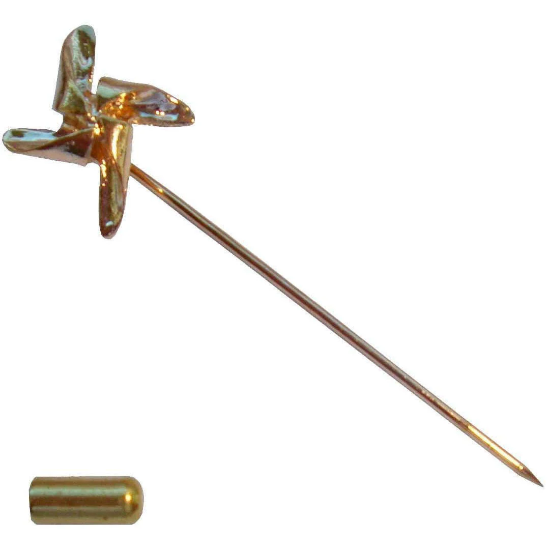 Bassin and Brown Windmill Lapel Pin - Gold - Image 3