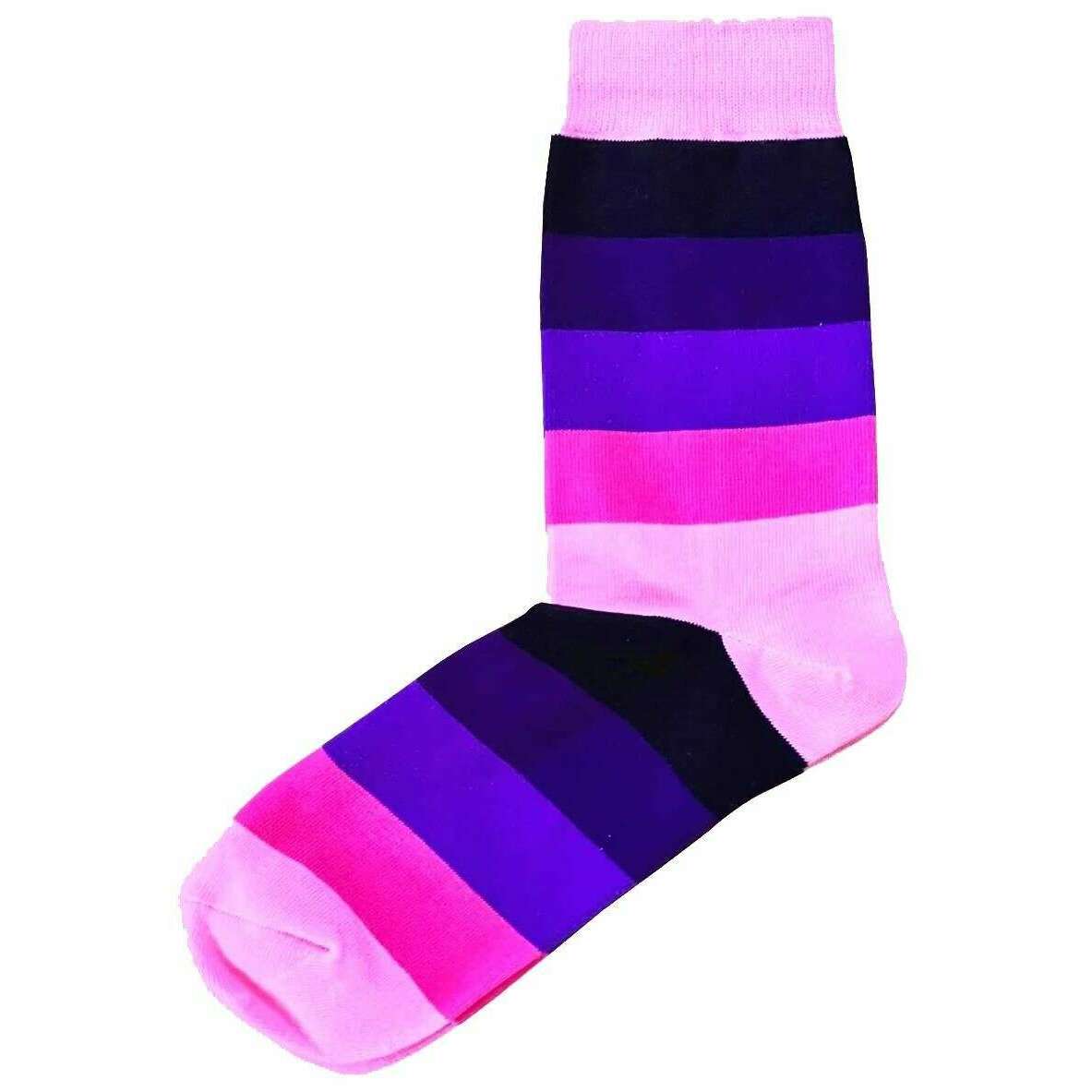 Bassin and Brown Wystan Multi Stripe Socks - Fuchsia/Black/Purple
