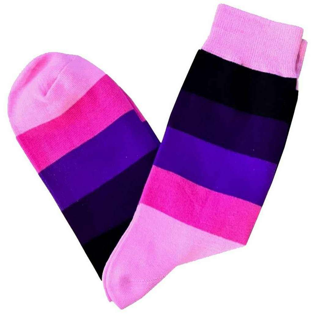 Bassin and Brown Wystan Multi Stripe Socks - Fuchsia/Black/Purple - Image 2