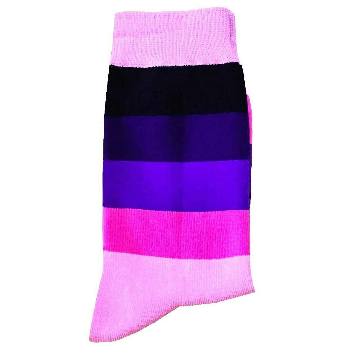 Bassin and Brown Wystan Multi Stripe Socks - Fuchsia/Black/Purple - Image 4