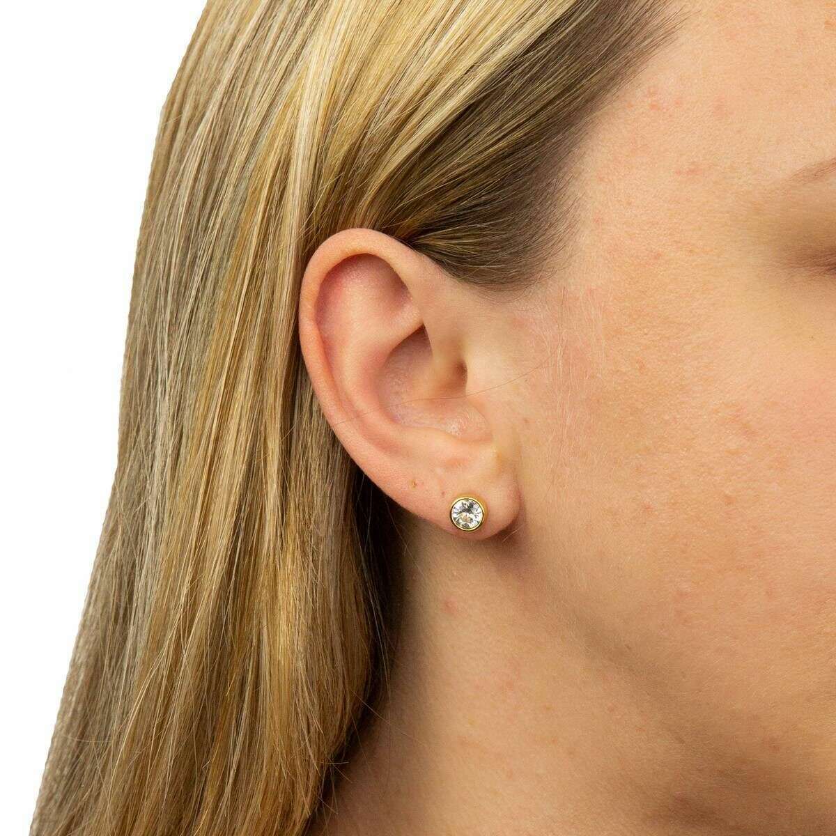 Beginnings April Crystal Birthstone Earrings - Gold/Silver - Image 2