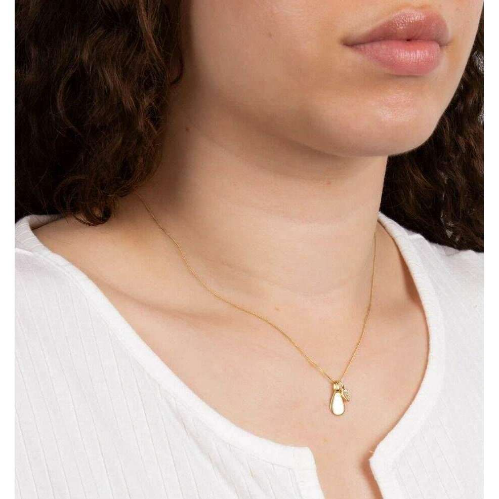 Beginnings April Semi-Precious Birthstone Necklace - Gold/White - Image 2