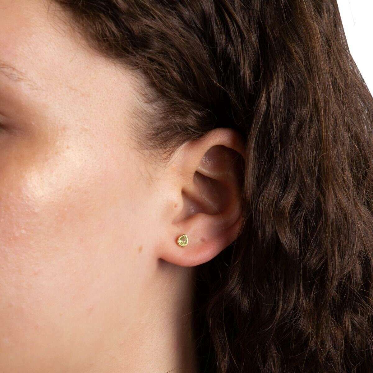 Beginnings August Semi-Precious Birthstone Earrings - Gold/Green - Image 2