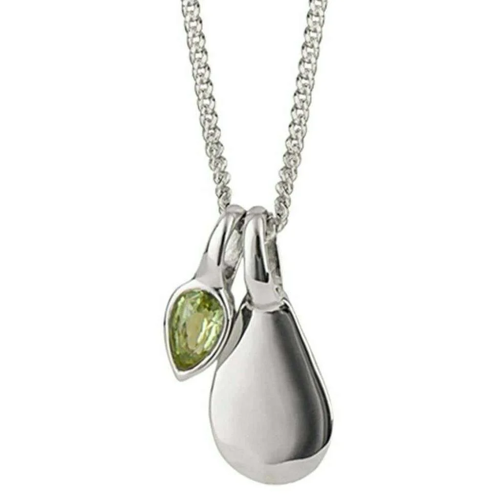 Beginnings August Semi-Precious Birthstone Necklace - Silver/Green