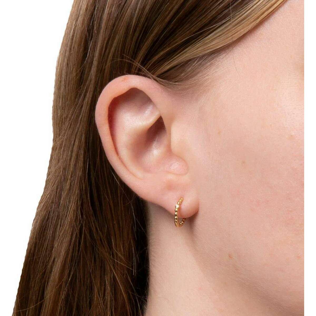 Beginnings Beaded Gemstone Hoop Earrings - Gold - Image 2