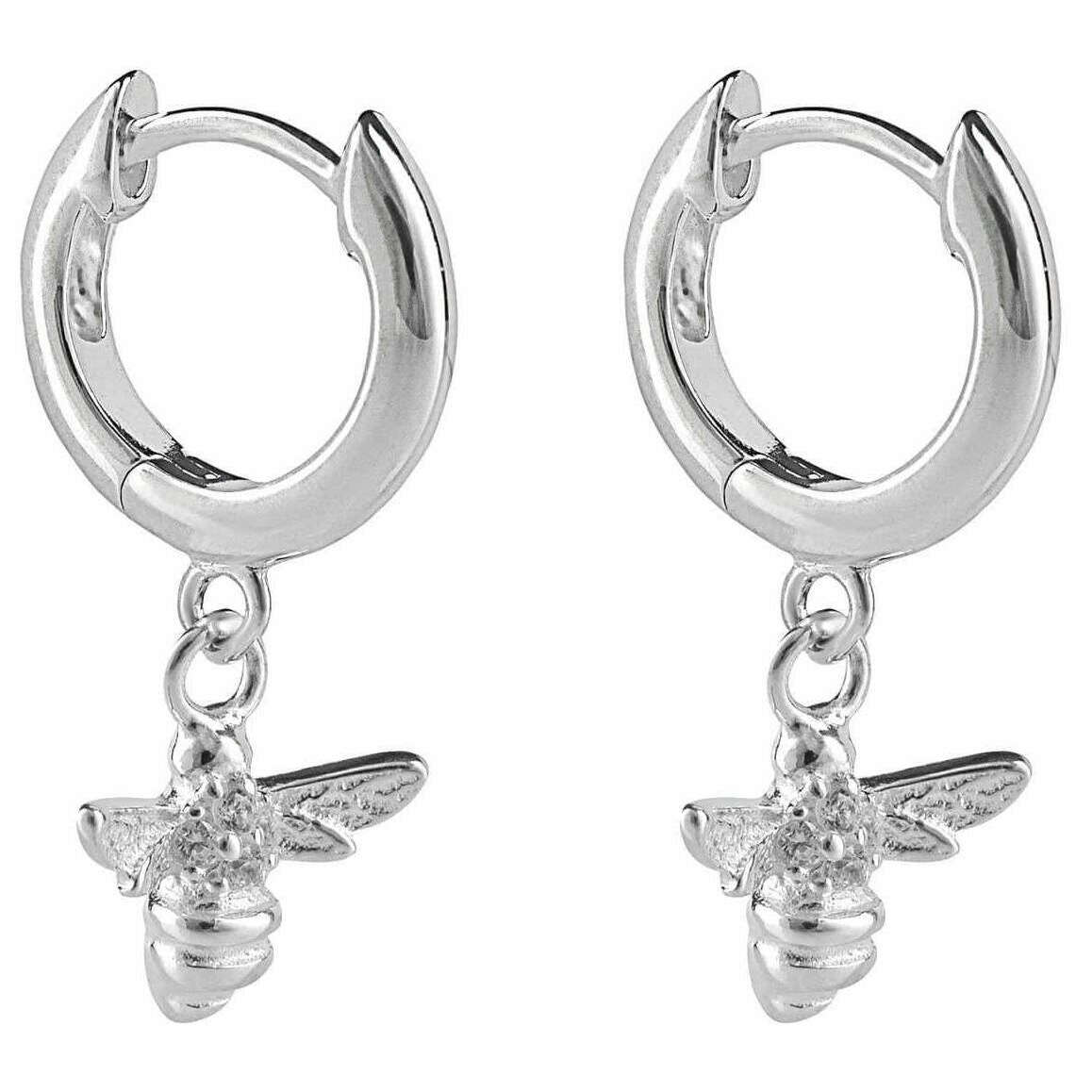 Beginnings Bee Charm Hoop Earrings - Silver