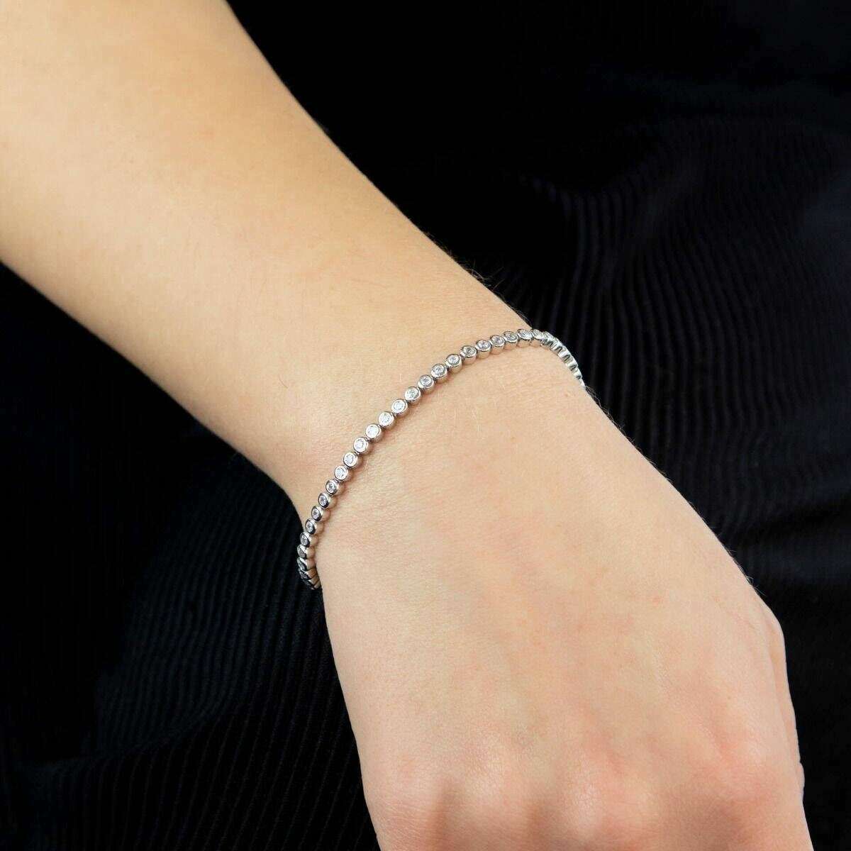 Beginnings Bezel Set Gemstone Bracelet - Silver - Image 2