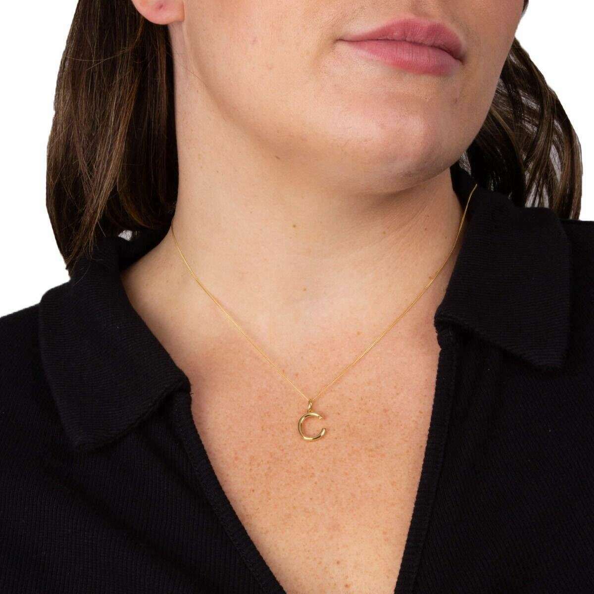Beginnings C Initial Pendant - Gold - Image 2