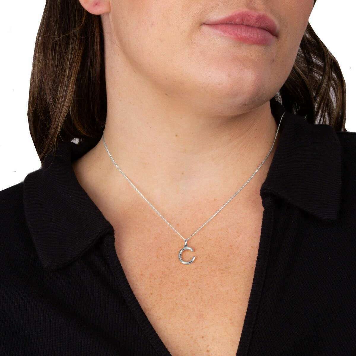 Beginnings C Initial Pendant - Silver - Image 2
