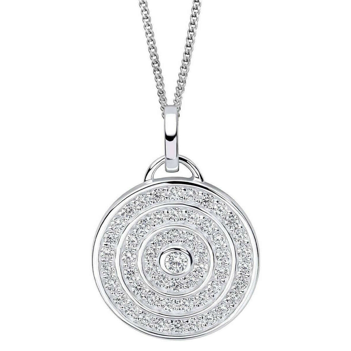 Beginnings Channel Set Circular Pendant - Silver