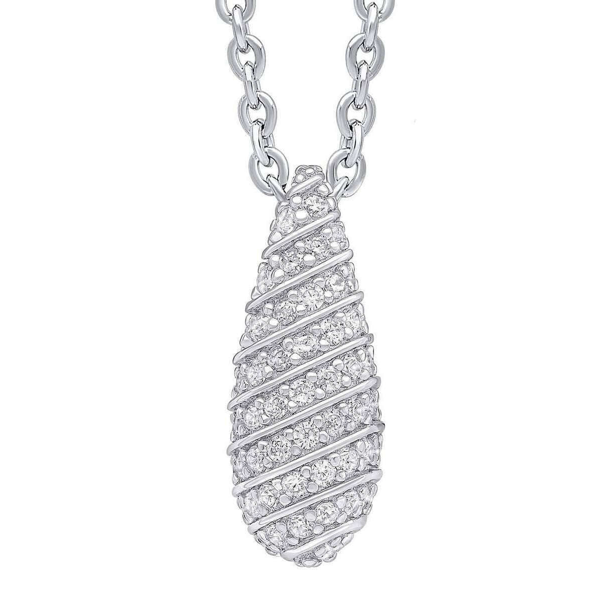 Beginnings Channel Set Droplet Pendant - Silver