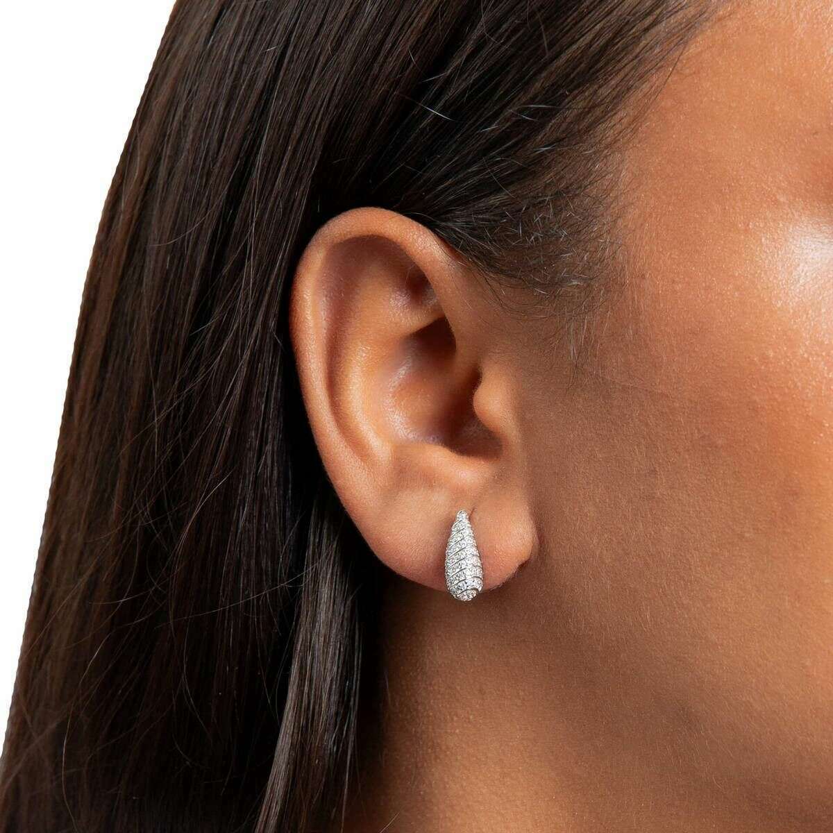 Beginnings Channel Set Droplet Stud Earrings - Silver - Image 2