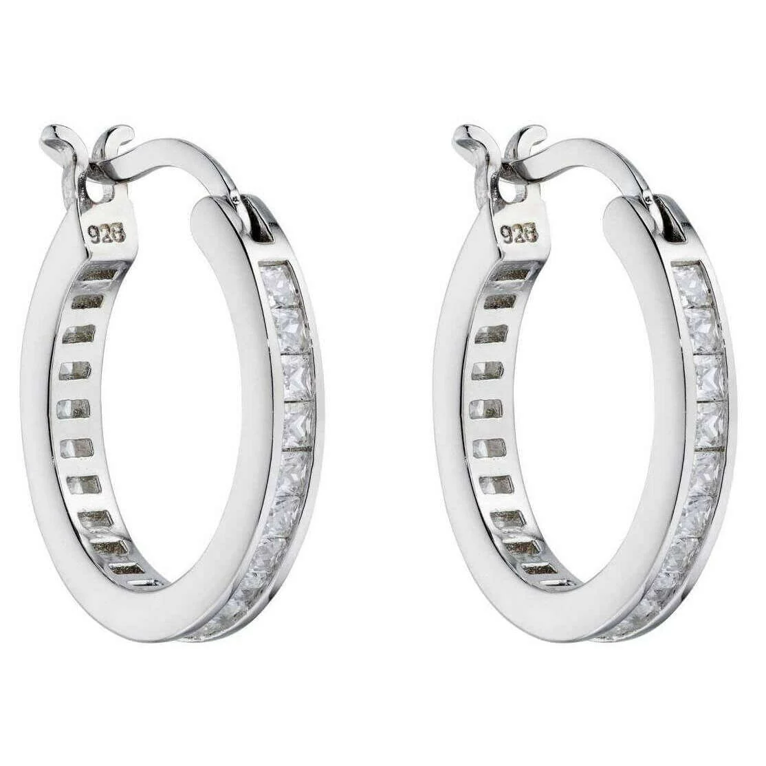 Beginnings Channel Set Gemstone Hoop Earrings - Silver
